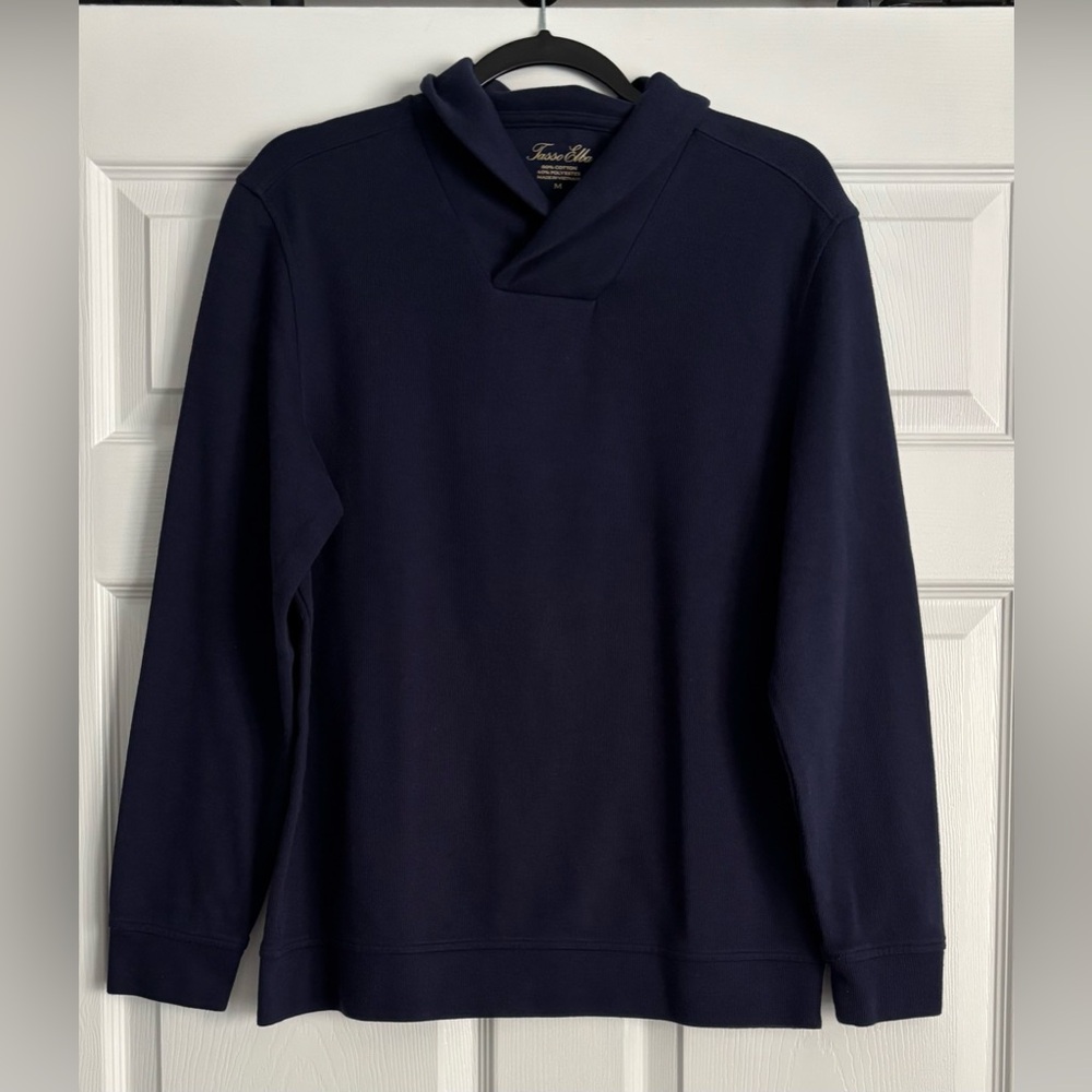 Men’s Navy Shawl Collar Pullover Sweater by Tasso Elba, Size Medium